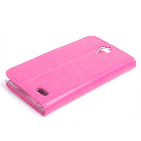Leather Flip Cover Case Protect Case Stand for TCL S820 Smartphone Rose
