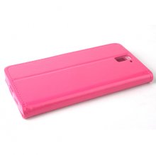 Fashion Leather Flip Case Cover for ONEPLUS ONE Smartphone Rosy
