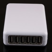 6-USB Travel Charger with Four Plugs White