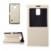 Fashion Leather View Flip Case Cover for Samsung Galaxy Note4 Smartphone Beige