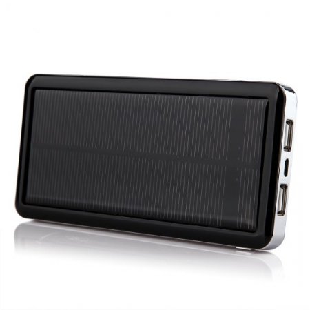 12800mAh Power Bank Solar Charger for iPad iPhone Smartphone Black