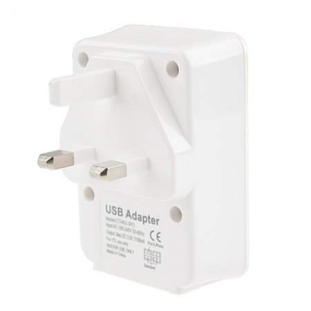LED 4 Ports USB to Ac Wall Adapter UK Charger for iPhone iPod Blackberry HTC