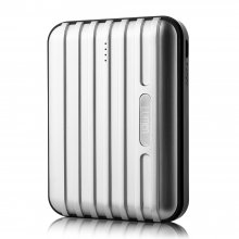 Lumen Stone Line 12000mAh Dual USB Power Bank with Flashlight Silver