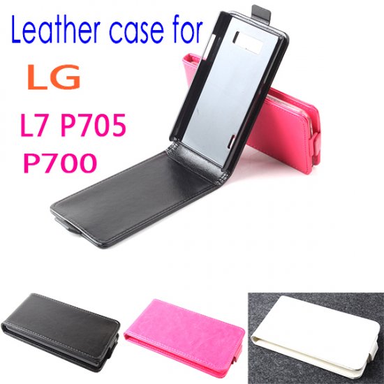 Fashion Leather Flip Case Cover for LG P705 P700 Smartphone Black