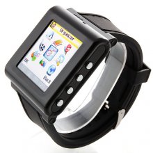 AK912 Watch Phone Silicon Strap Single SIM Card Pinhole Camera FM Bluetooth 1.6 Inch Touch Screen- Black