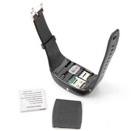 AK11 Watch Phone Single SIM Card Camera FM Bluetooth Ebook 1.2 Inch Touch Screen- Black