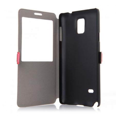 Fashion Leather View Flip Case Cover for Samsung Galaxy Note4 Smartphone Rose