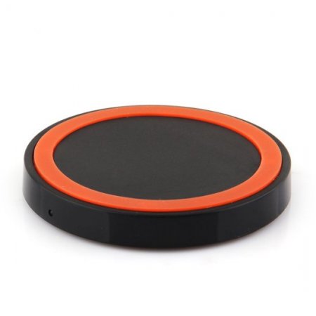 Q5 Portable Mini Wireless Charger Pad for Qi Compliant Devices Orange&Black