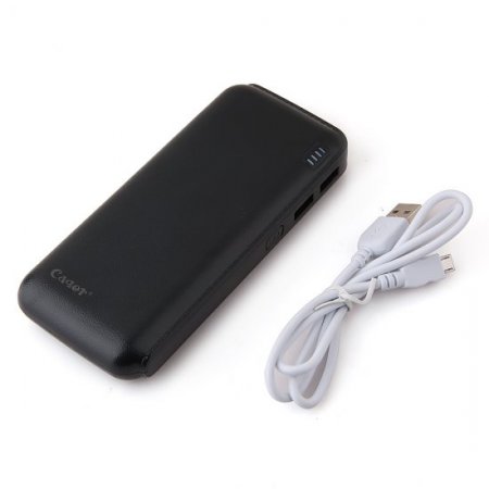 Cager B16 12000mAh Dual USB Power Bank for iPhone iPad Smartphone Black
