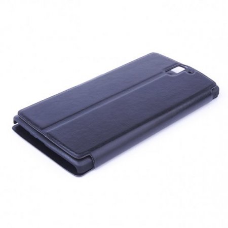 Leather Flip Cover Case Stand for Oneplus One Smartphone Black