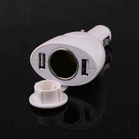 Car Charger Hub Adapter 2 USB Port White
