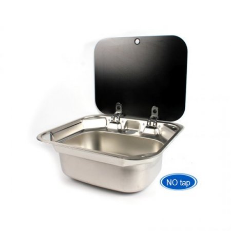 Kitchen Stainless Steel Sinks Caravan Sink RV Camper Sink With a Right Angle Drainer Folding Faucet Glass Cover