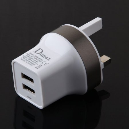 Dimax DMX-M515 LED Indicator UK Plug Mobile Phone Charger Dual USB Outlets