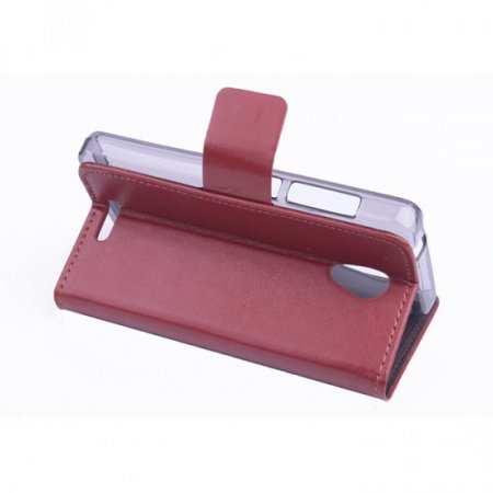 Leather Flip Cover Case Stand GIONEE V183 Smartphone Brown