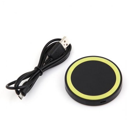 Q5 Portable Mini Wireless Charger Pad for Qi Compliant Devices Yellow&Black