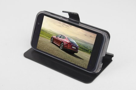 Protective PU Leather Flip Case for ZOPO ZP700 Smartphone Black