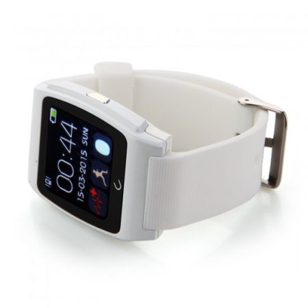 U Watch UX Bluetooth Watch Heart Rate Monitor for iOS And Android Smartphones White