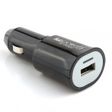 2-in-1 USA Standard Travel Charger Car Charge for iPad iPhone Smartphone -Black