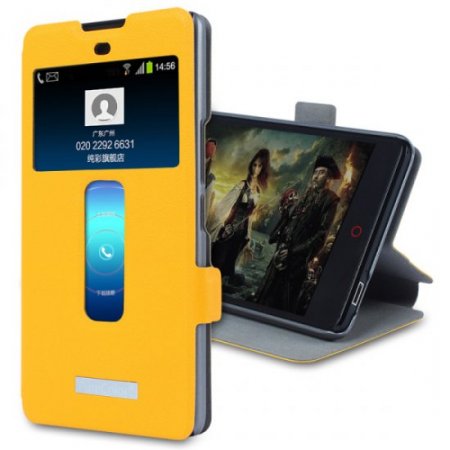 S-view Flip Cover Case Stand for ZTE Nubia Z7 Max Smartphone Yellow