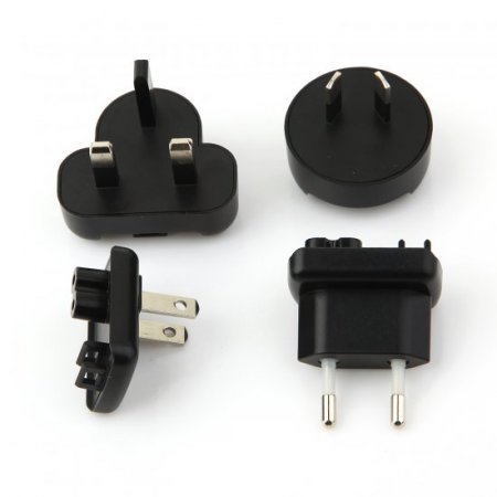 Le touch Power Bin Travel Charger 4 USB Port with Universal AC Plugs EU UK US AU- Black