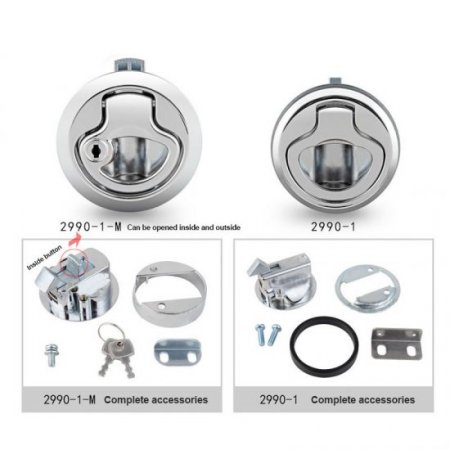 RV mini Stainless Steel Cabinet Door Handle Lock Flush Pull Slam Latch Mount Hatch Lift With Lock Keys​​​​​​​