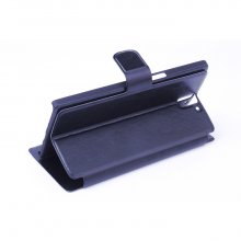 Leather Flip Cover Case Stand for Oneplus One Smartphone Black