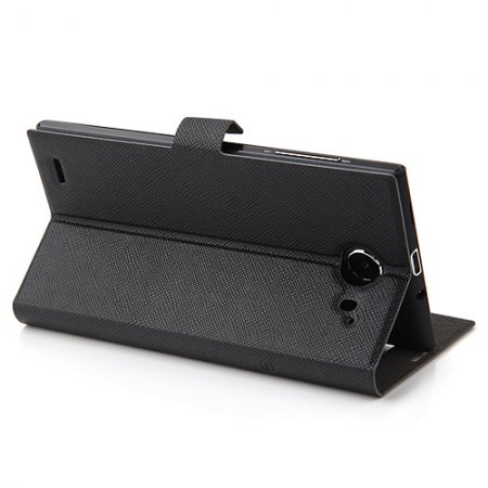 Protective Case S-View Flip Cover for iNew V3 & V3 Plus Smartphone- Black