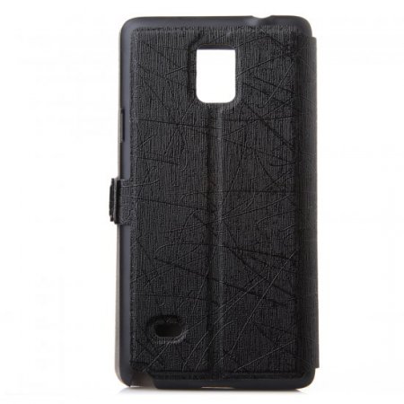 Fashion Leather View Flip Case Cover for Samsung Galaxy Note4 Smartphone Black
