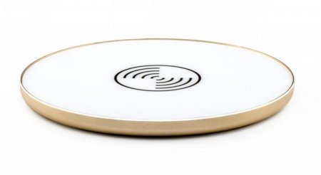 UP5 Portable Round Qi Wireless Charging Transmitter with LED Indicator 5W Gold