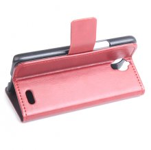 Leather Flip Cover Case Protect Case Stand for TCL S820 Smartphone Brown