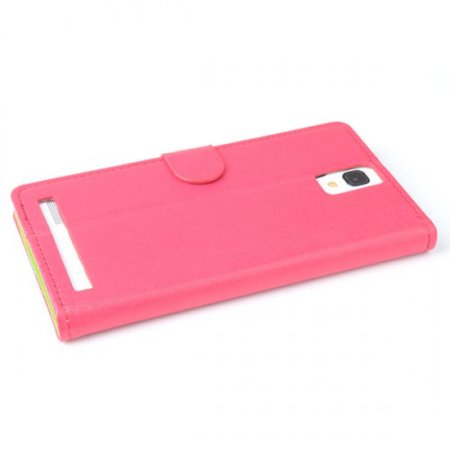 Protective PU Leather Flip Case for Elephone P2000 Smartphone Rosy
