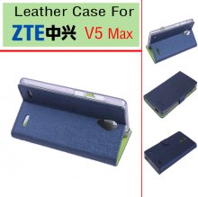 Leather Flip Cover Case Stand ZTE V5 MAX Smartphone Blue