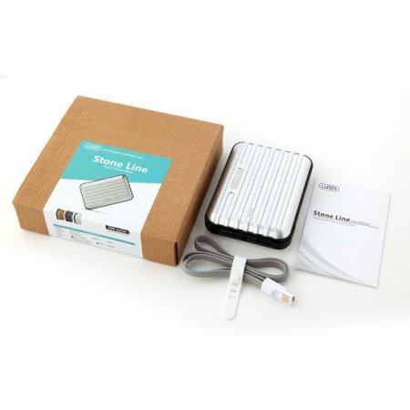 Lumen Stone Line 12000mAh Dual USB Power Bank with Flashlight Silver