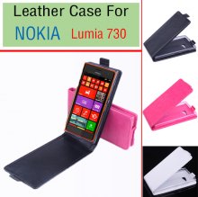 Protective PU Leather Flip Case for NOKIA Lumbia 730 Smartphone Rosy