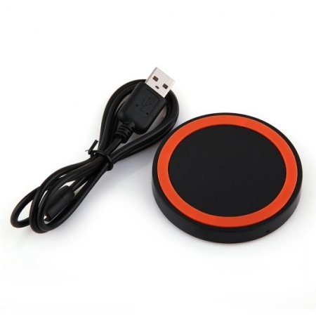 Q5 Portable Mini Wireless Charger Pad for Qi Compliant Devices Orange&Black