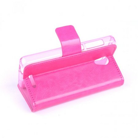 Leather Flip Cover Case Stand GIONEE V183 Smartphone Pink