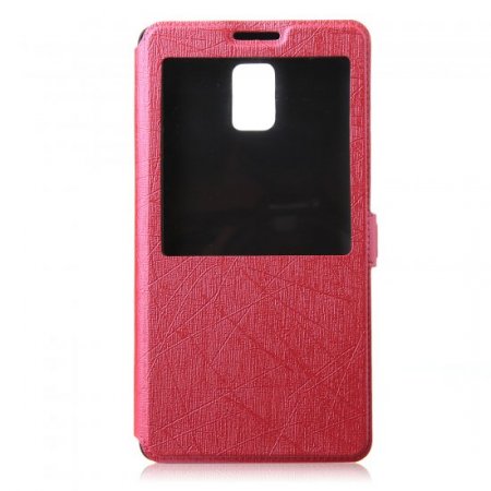 Fashion Leather View Flip Case Cover for Samsung Galaxy Note4 Smartphone Rose