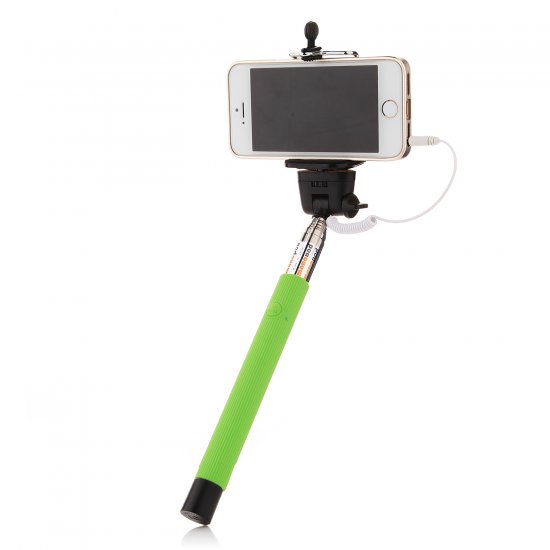 Z07-5 Plus Cable Take Pole Self Picture Monopod for iOS and Android Green