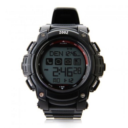 ZOOZ J1 IP68 Bluetooth Watch with Call SMS Sync Function for Android iOS Phone Black