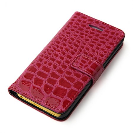 Magnetic Closure Protective Flip Cover Stand Crocodile Stripe Leather Case for iPhone5c