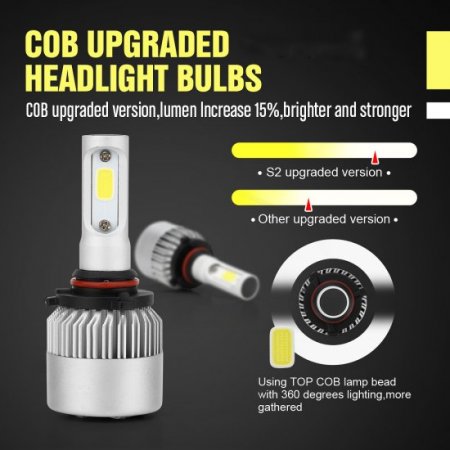 9006 LED Headlight Bulbs, 6500K 8000 Lumens Extremely Super Bright HB4 COB LED Chips Conversion Kit,Xenon White