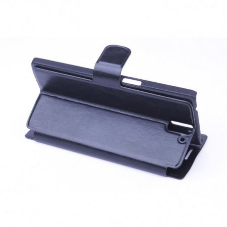 Leather Flip Cover Case Stand for Oneplus One Smartphone Black