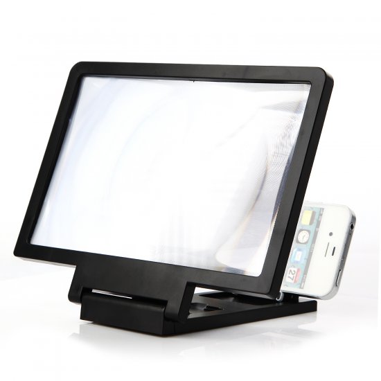 Portable Mobile Phone Screen Magnifier Bracket 3D Enlarge Stand for Smartphone Black