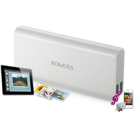 ROMOSS Sense 6 20000mAh External Power Bank 5V 2.1A for Smartphone Tablet PC- White