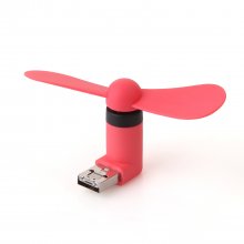 Portable 2in1 Micro 5Pin USB Fans for External Mobile Power Bank & Cellphone Rosy