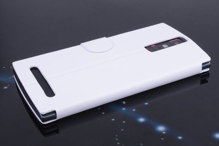 Leather Flip Cover Stand Case for Elephone G6 Smartphone White
