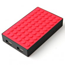 Le touch 4000mAh Universal Power Stone Power Bank Double USB for iPhone iPad Smart Phone Tablet- Black & Red