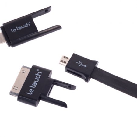 Le touch iComsta 3-in-1 USB Combo Sync and Charge Cable for iPhone iPad Smart Devices- Black