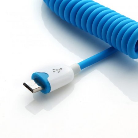Portable Elastic Micro USB Data Cable For Smartphone Blue