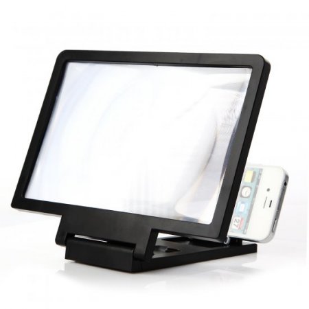 Portable Mobile Phone Screen Magnifier Bracket 3D Enlarge Stand for Smartphone Black